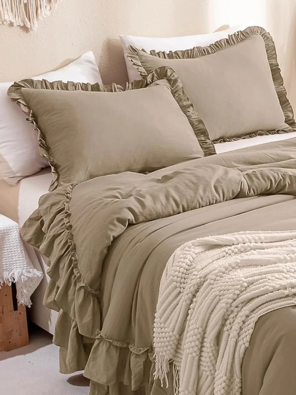 Double Ruffle Comforter Set- Queen